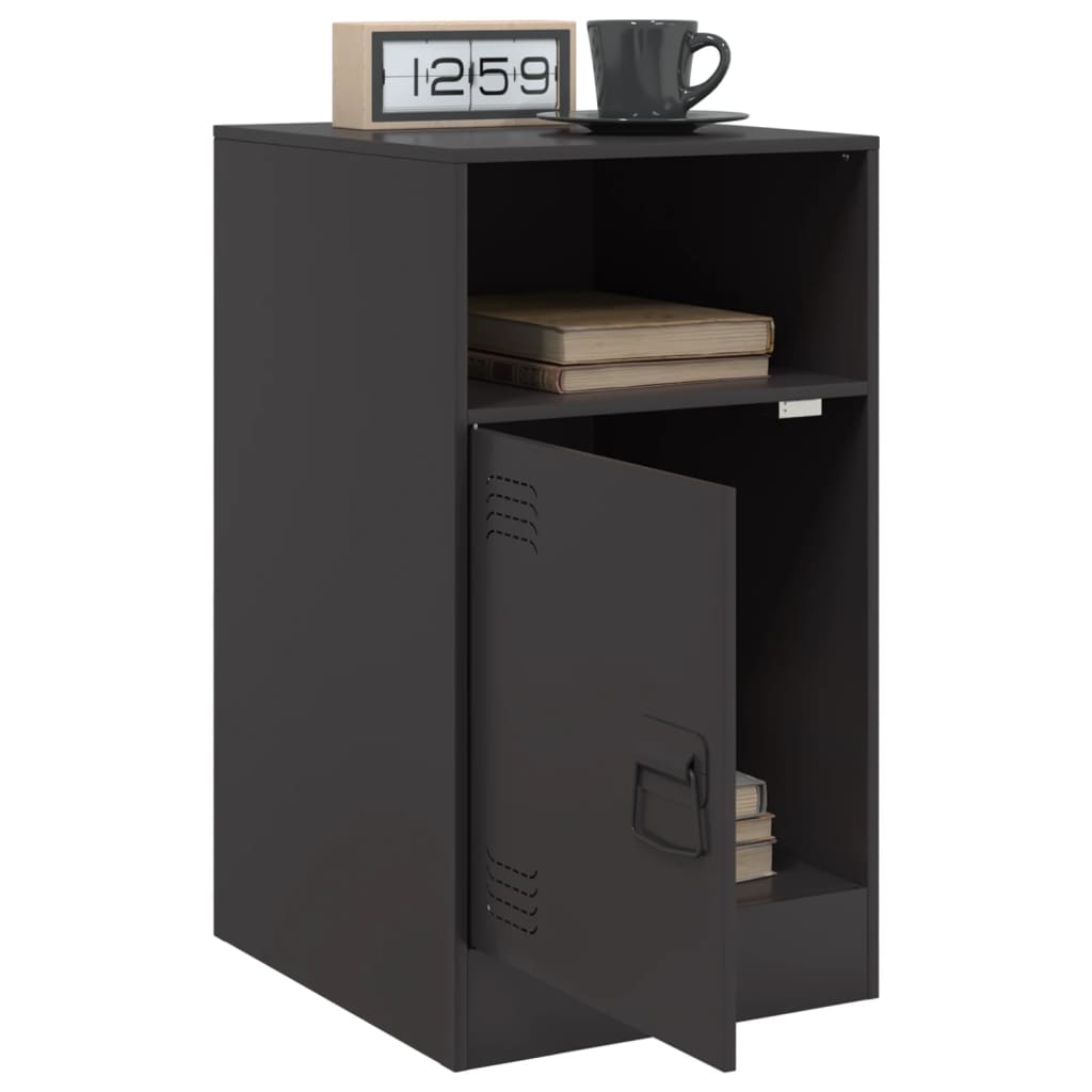 Comodino Nero 34,5x39x62 cm in Acciaio