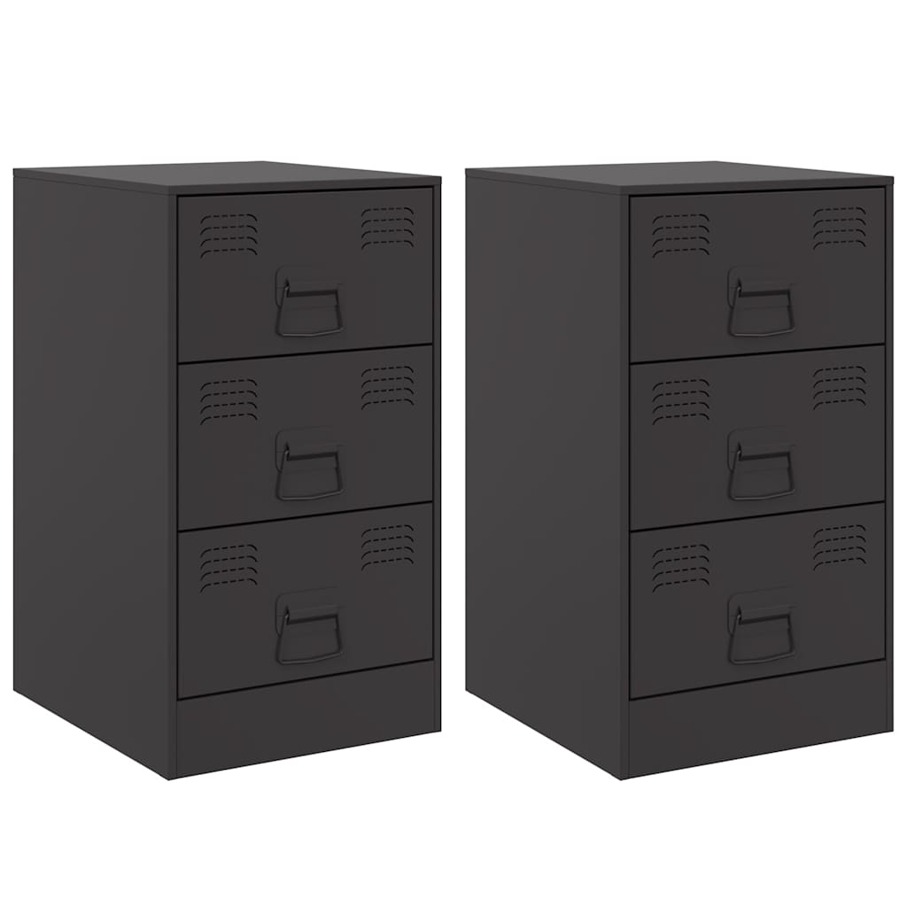 Comodini 2 pz Neri 34,5x39x62 cm in Acciaio