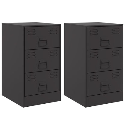 Comodini 2 pz Neri 34,5x39x62 cm in Acciaio