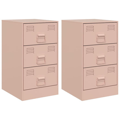 Comodini 2 pz Rosa 34,5x39x62 cm in Acciaio