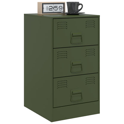 Comodino Verde Oliva 34,5x39x62 cm in Acciaio