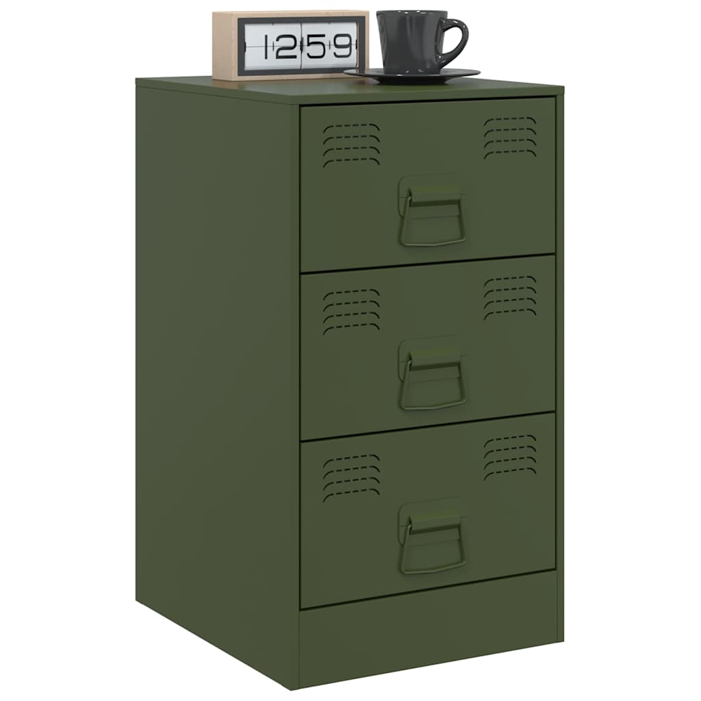 Comodino Verde Oliva 34,5x39x62 cm in Acciaio