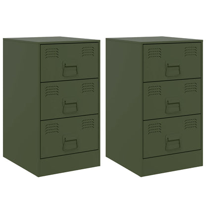 Comodini 2 pz Verde Oliva 34,5x39x62 cm in Acciaio