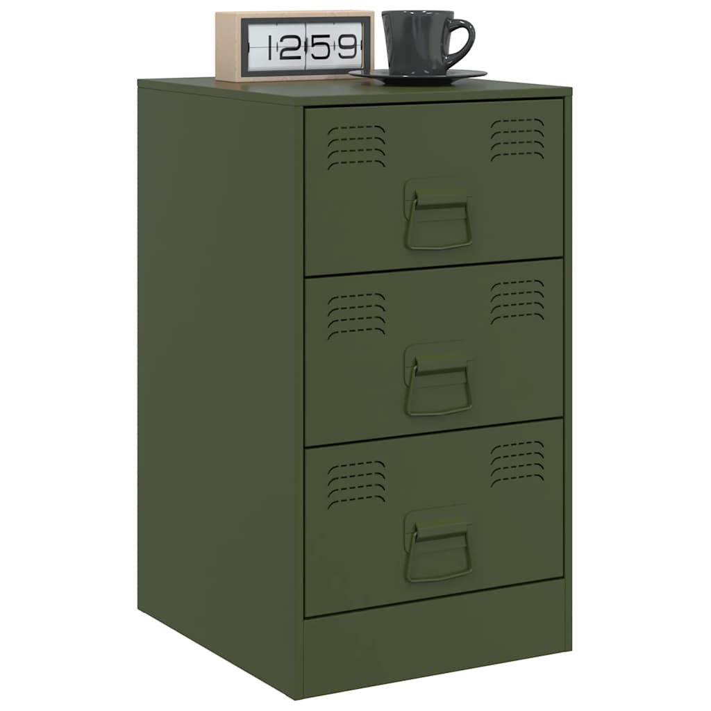 Comodini 2 pz Verde Oliva 34,5x39x62 cm in Acciaio