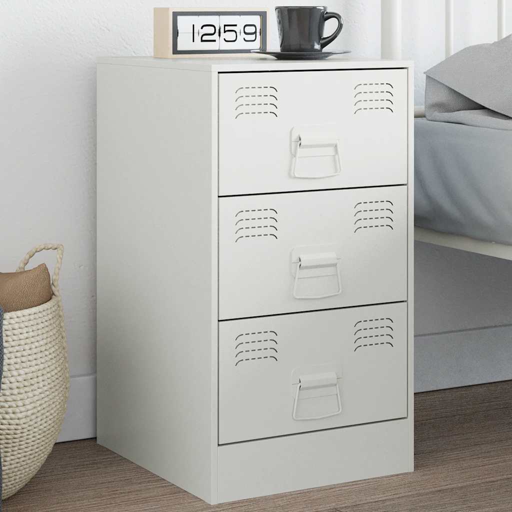 Comodino Bianco 34,5x39x62 cm in Acciaio