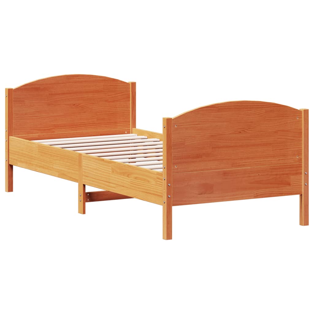Letto senza Materasso Marrone Cera 90x200 cm Legno di Pino