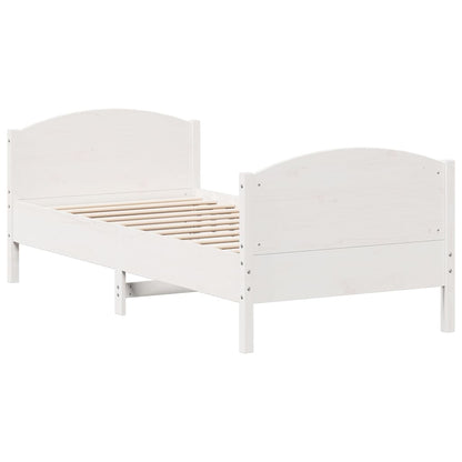 Letto senza Materasso Bianco 75x190 in Legno Massello di Pino