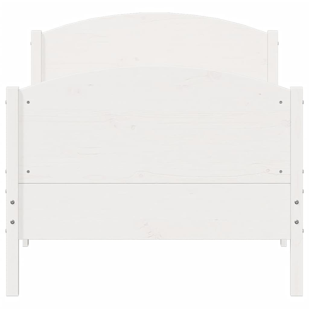 Letto senza Materasso Bianco 75x190 in Legno Massello di Pino