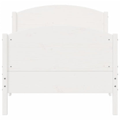 Letto senza Materasso Bianco 75x190 in Legno Massello di Pino