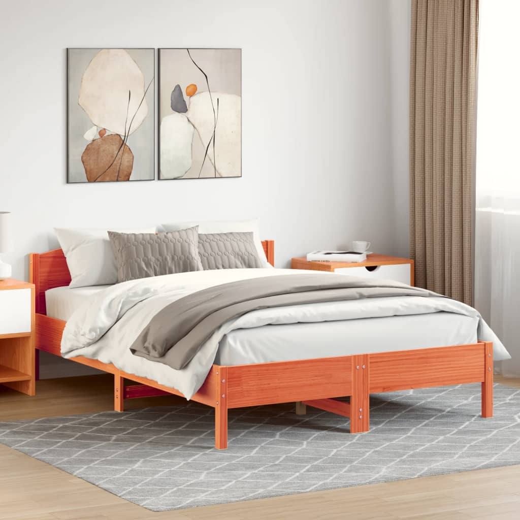 Giroletto senza Materasso Marrone Cera 140x200cm Massello Pino