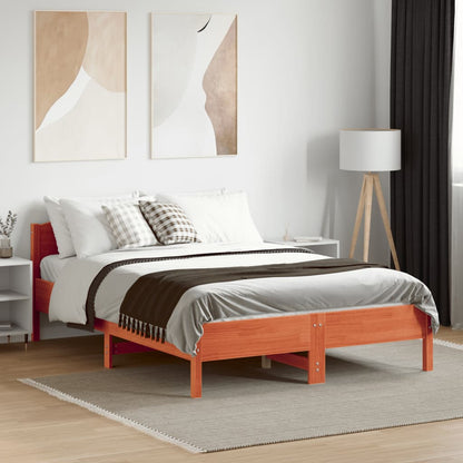 Letto senza Materasso Marrone Cera 135x190 cm in Legno di Pino