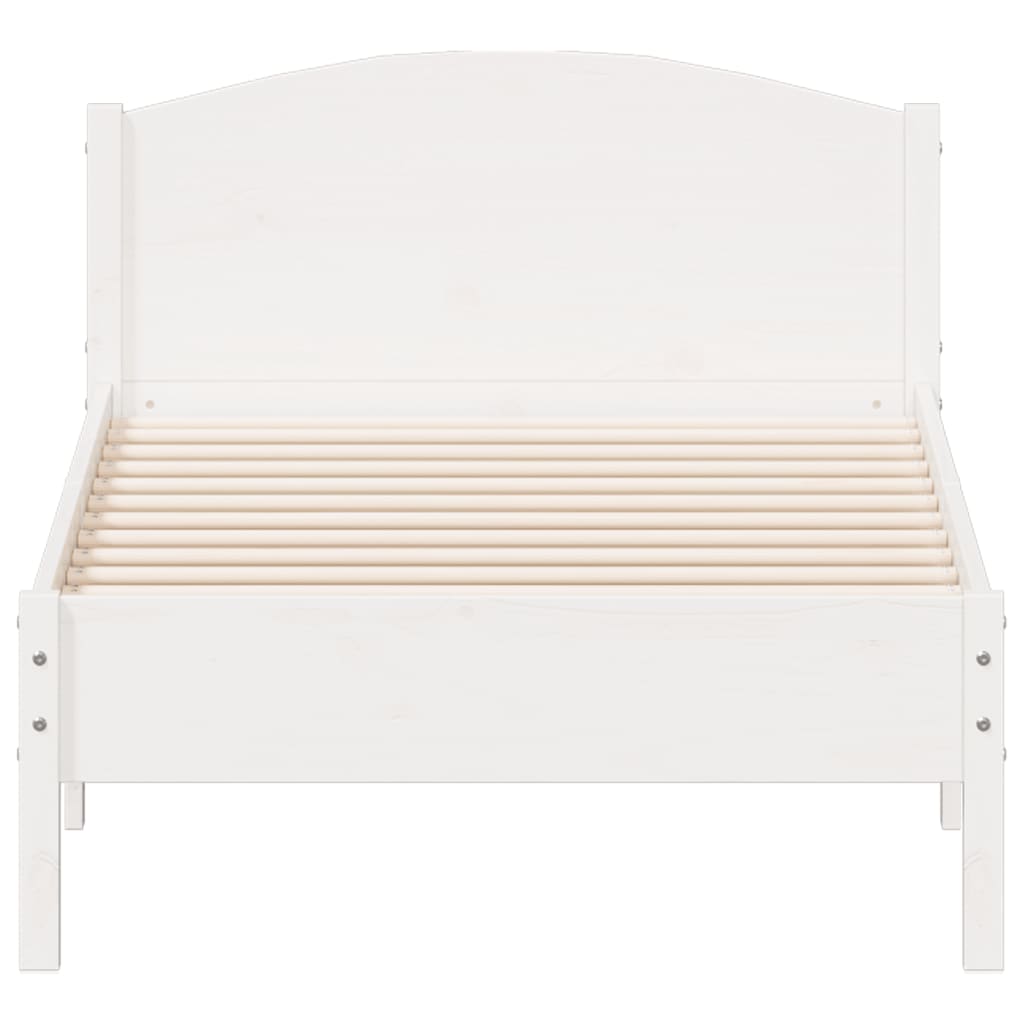 Letto senza Materasso Bianco 75x190 in Legno Massello di Pino