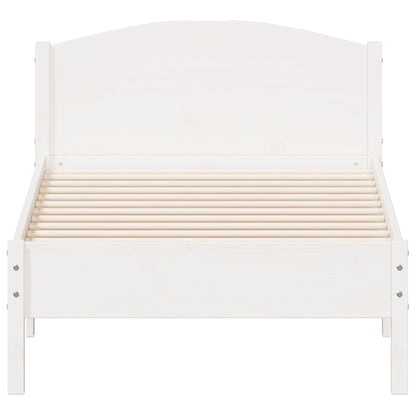 Letto senza Materasso Bianco 75x190 in Legno Massello di Pino