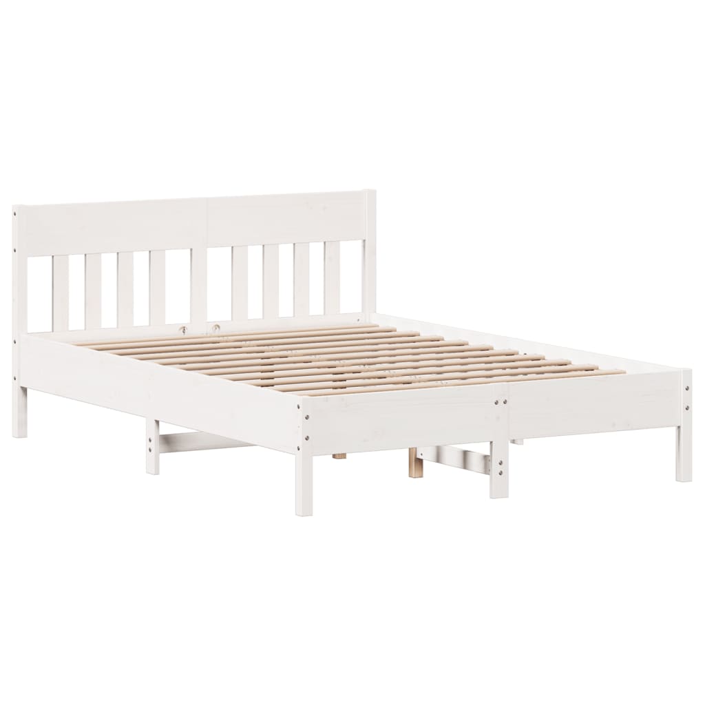 Letto senza Materasso Bianco 150x200 cm Legno Massello di Pino