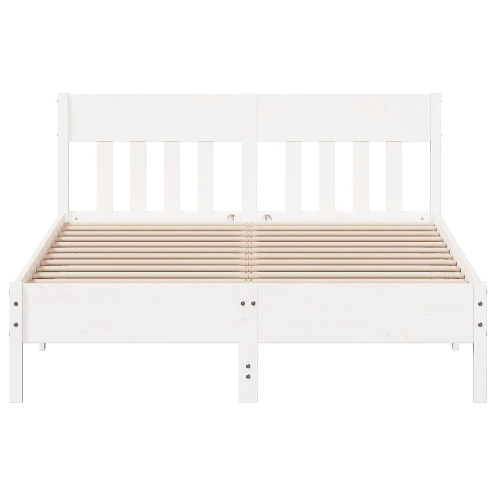 Letto senza Materasso Bianco 150x200 cm Legno Massello di Pino