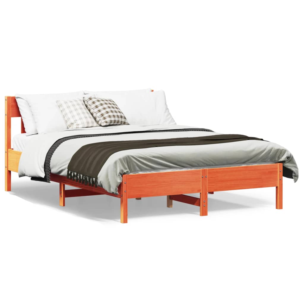 Letto senza Materasso Marrone Cera 135x190 cm in Legno di Pino