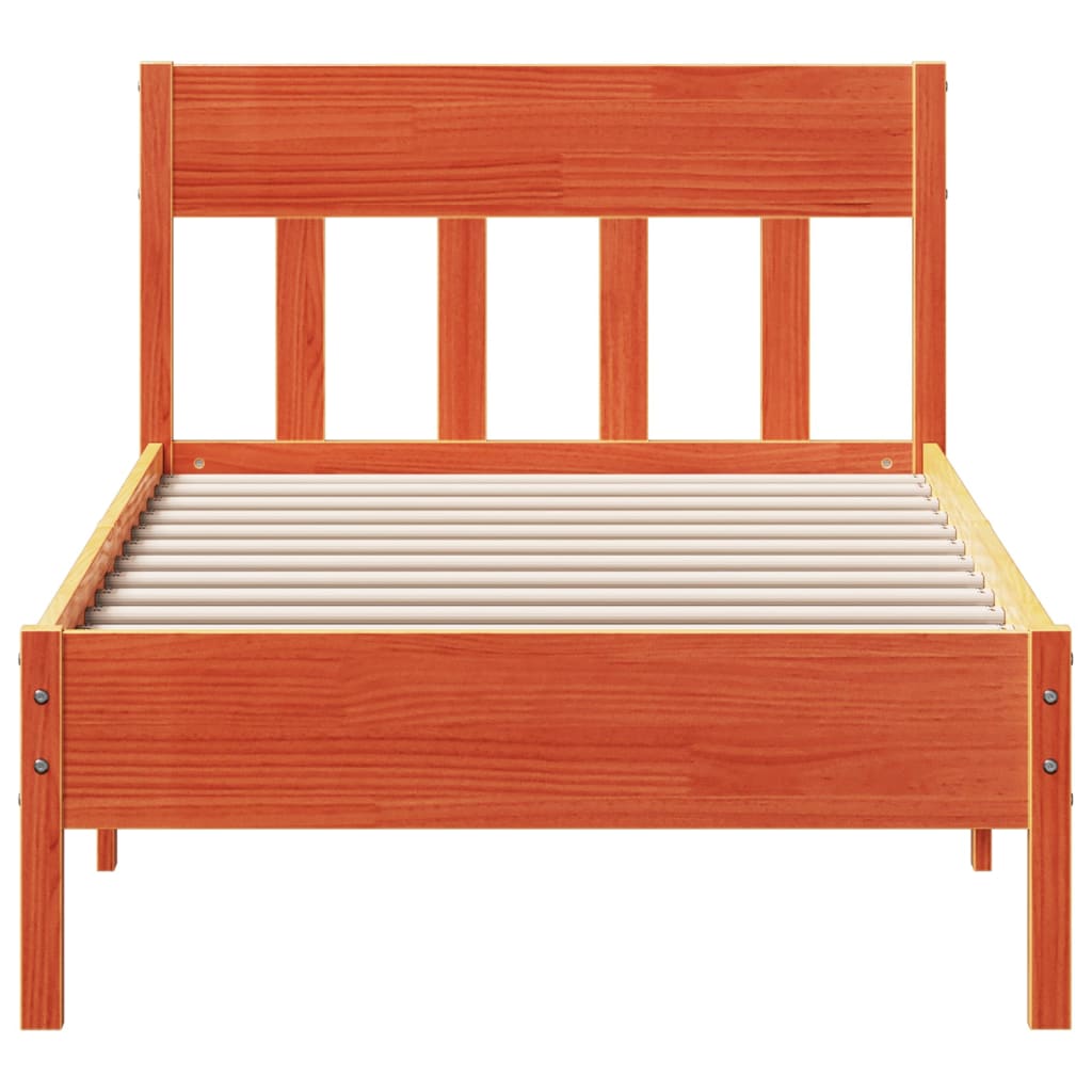 Letto senza Materasso Marrone Cera 90x190 cm in Legno di Pino