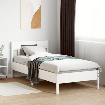 Letto senza Materasso Bianco 75x190 in Legno Massello di Pino