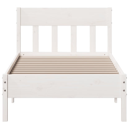 Letto senza Materasso Bianco 75x190 in Legno Massello di Pino
