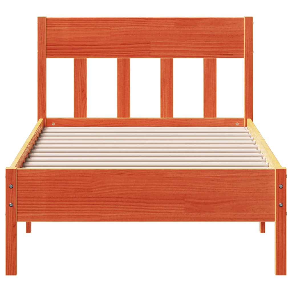 Letto senza Materasso Marrone Cera 75x190 cm in Legno di Pino