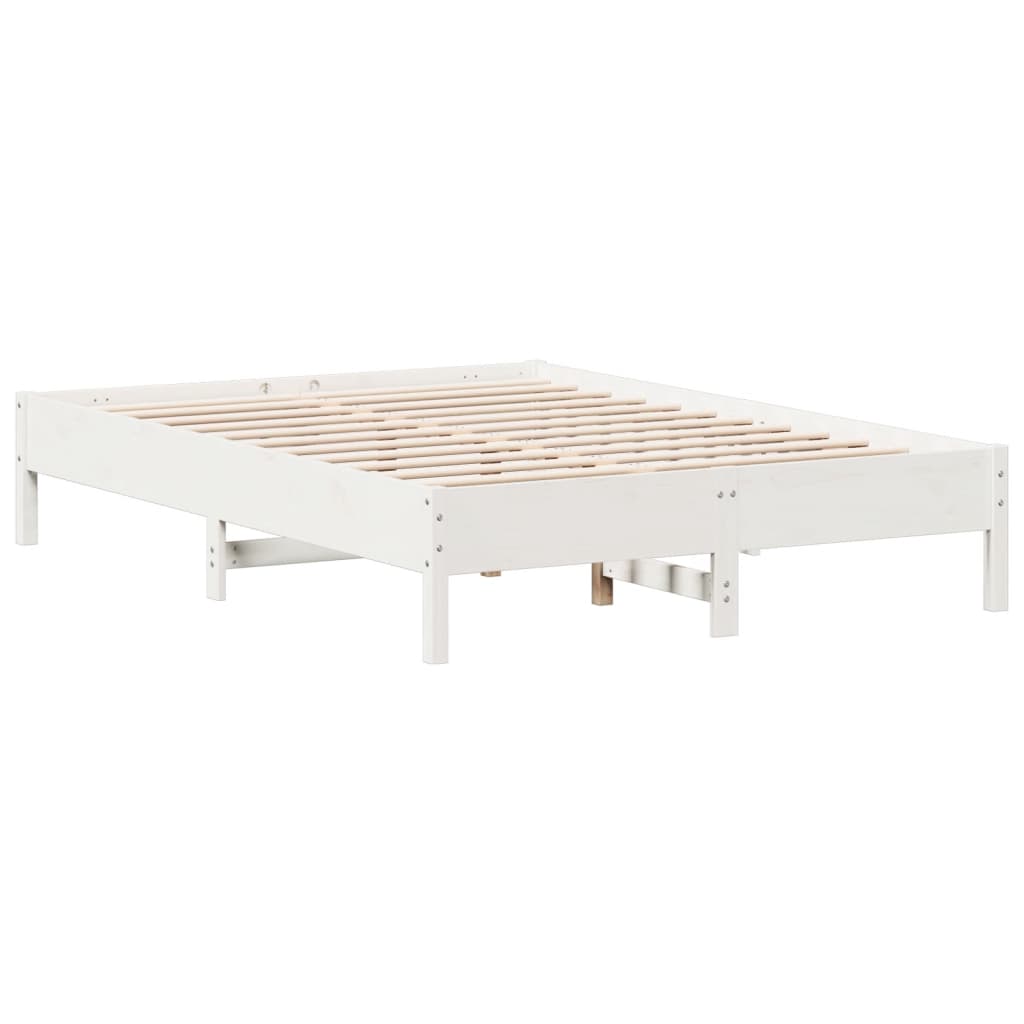 Letto senza Materasso Bianco 150x200 cm Legno Massello di Pino