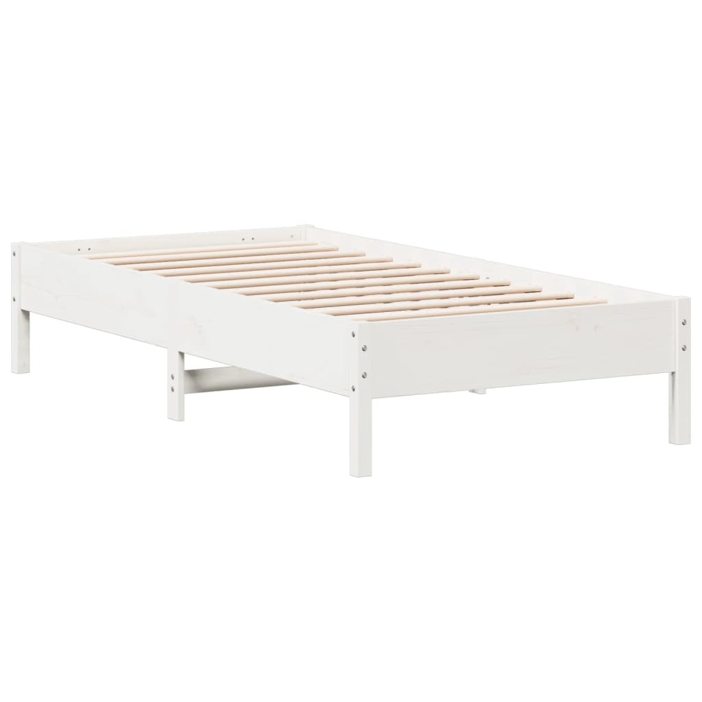 Letto senza Materasso Bianco 75x190 in Legno Massello di Pino