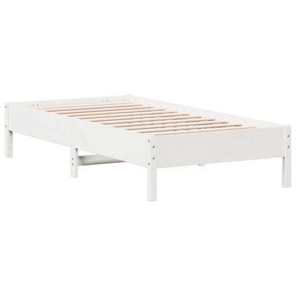 Letto senza Materasso Bianco 75x190 in Legno Massello di Pino