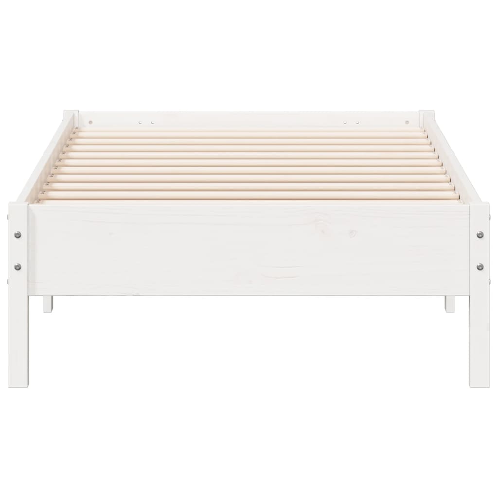 Letto senza Materasso Bianco 75x190 in Legno Massello di Pino