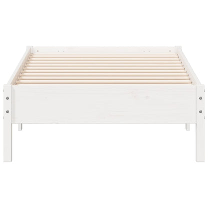 Letto senza Materasso Bianco 75x190 in Legno Massello di Pino