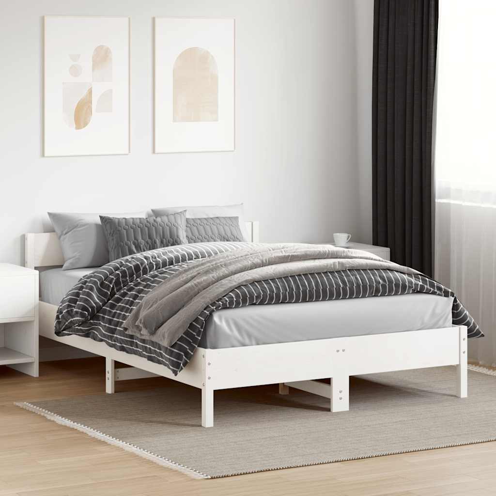 Letto senza Materasso Bianco 150x200 cm Legno Massello di Pino