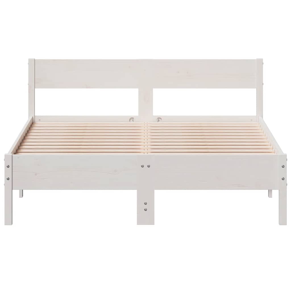 Letto senza Materasso Bianco 150x200 cm Legno Massello di Pino