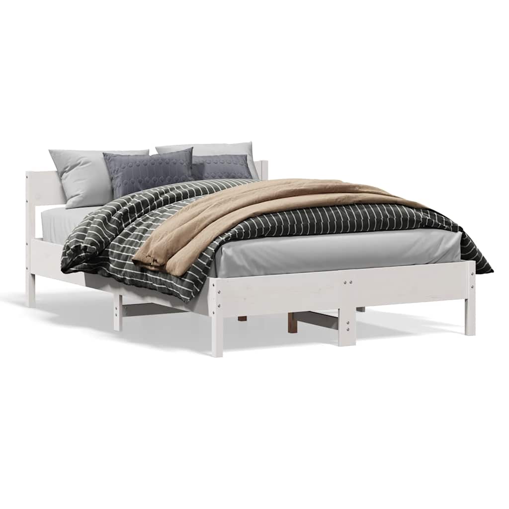 Letto senza Materasso Bianco 140x200 cm Legno Massello di Pino