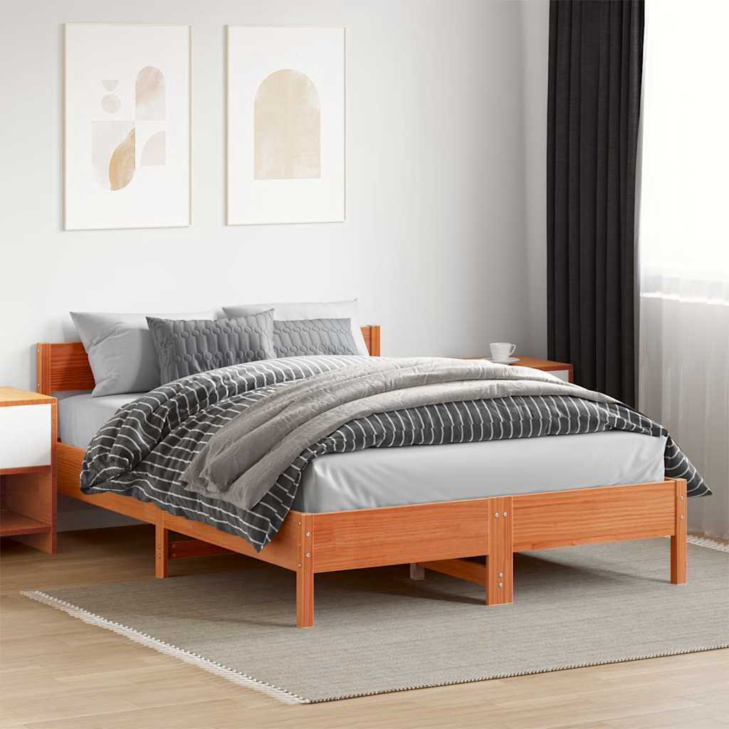 Giroletto senza Materasso Marrone Cera 140x200cm Massello Pino