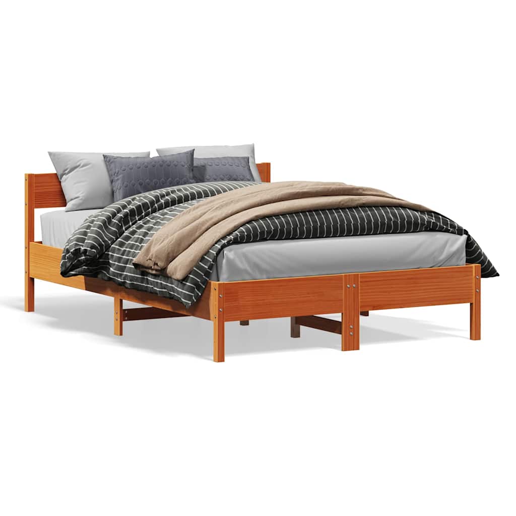 Letto senza Materasso Marrone Cera 120x200 cm in Legno di Pino
