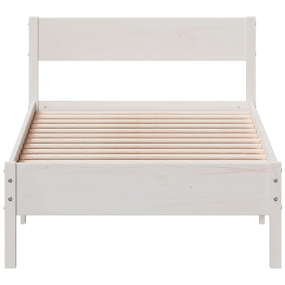Letto senza Materasso Bianco 75x190 in Legno Massello di Pino