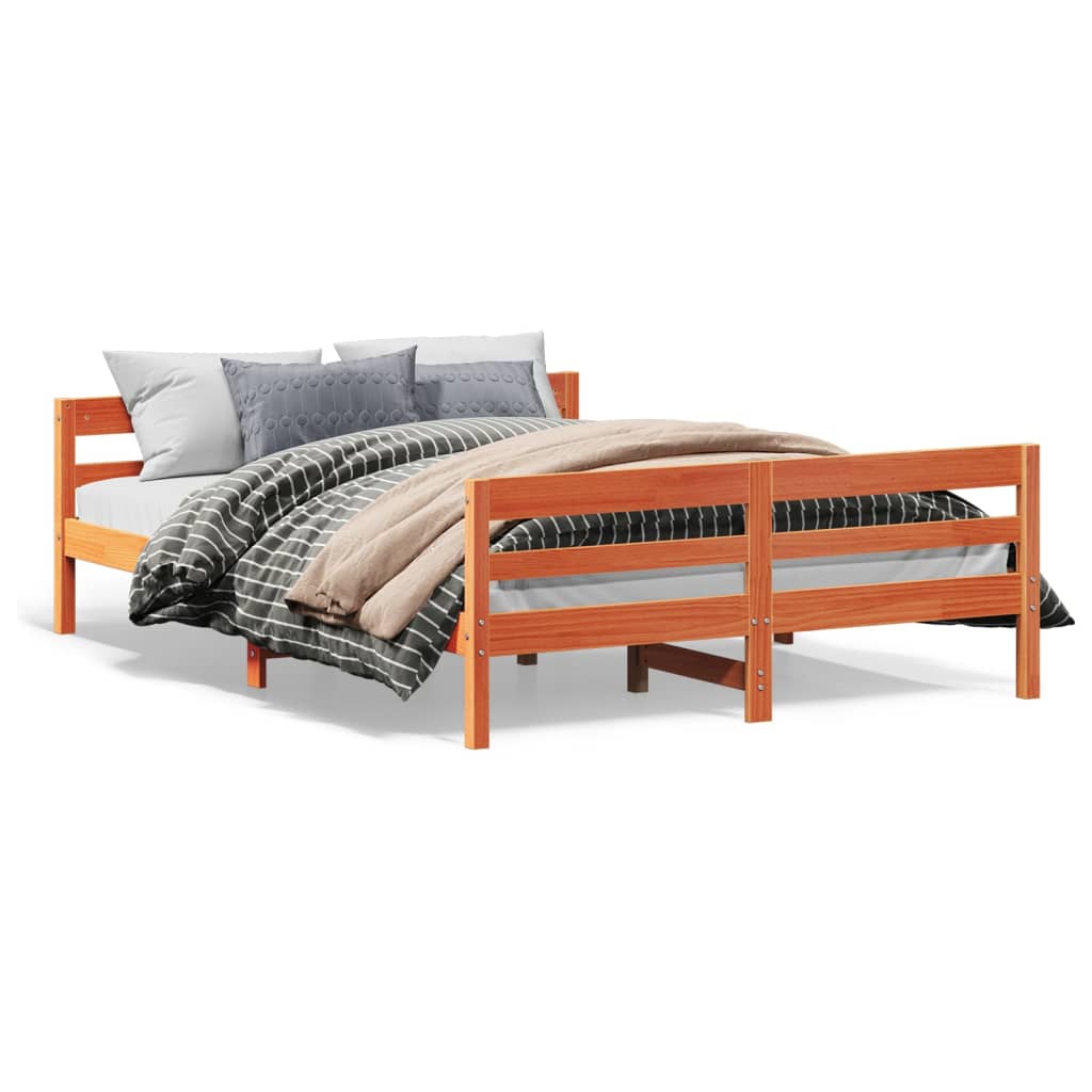 Letto senza Materasso Marrone Cera 120x200 cm in Legno di Pino