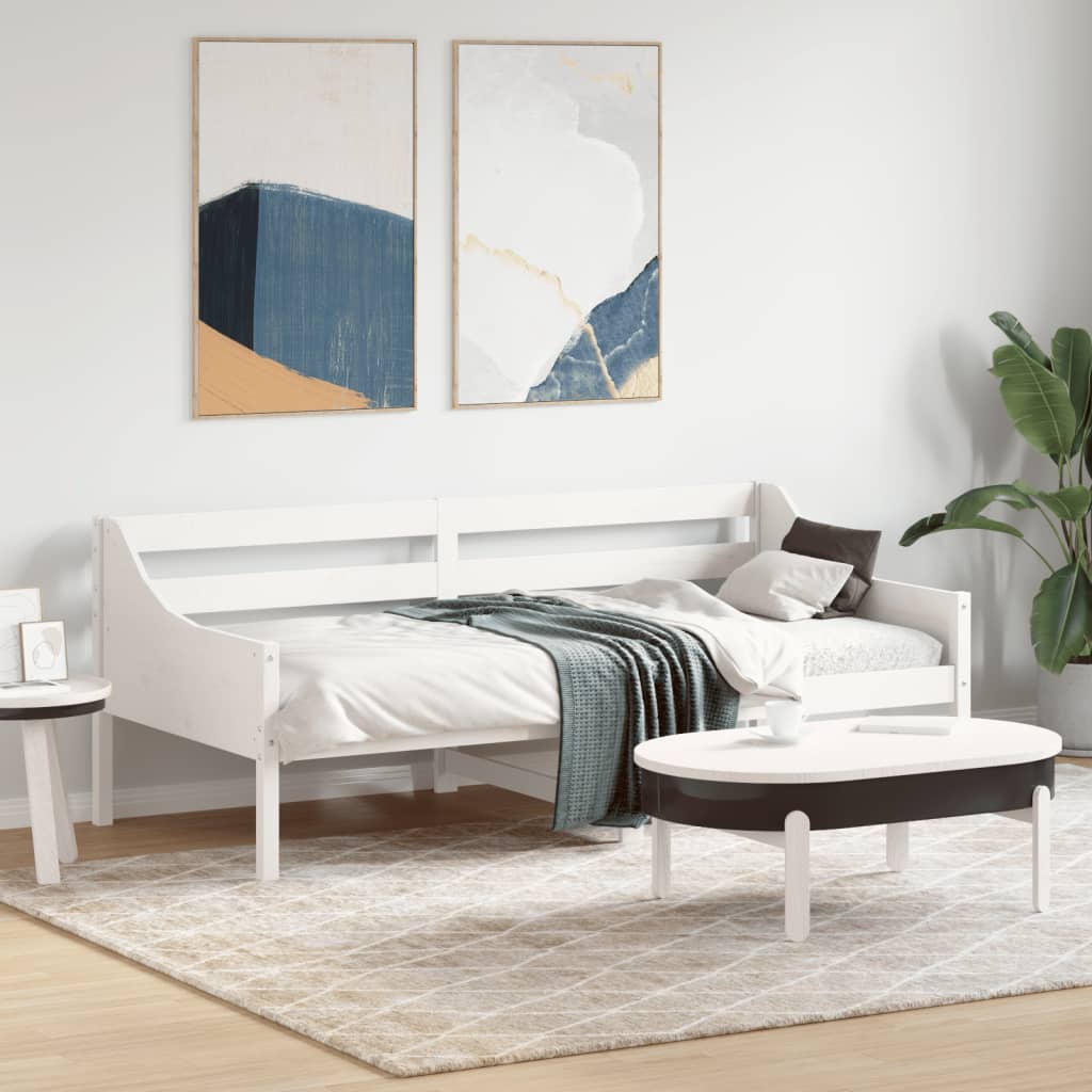 Dormeuse senza Materasso Bianca 90x190 cm Legno Massello Pino