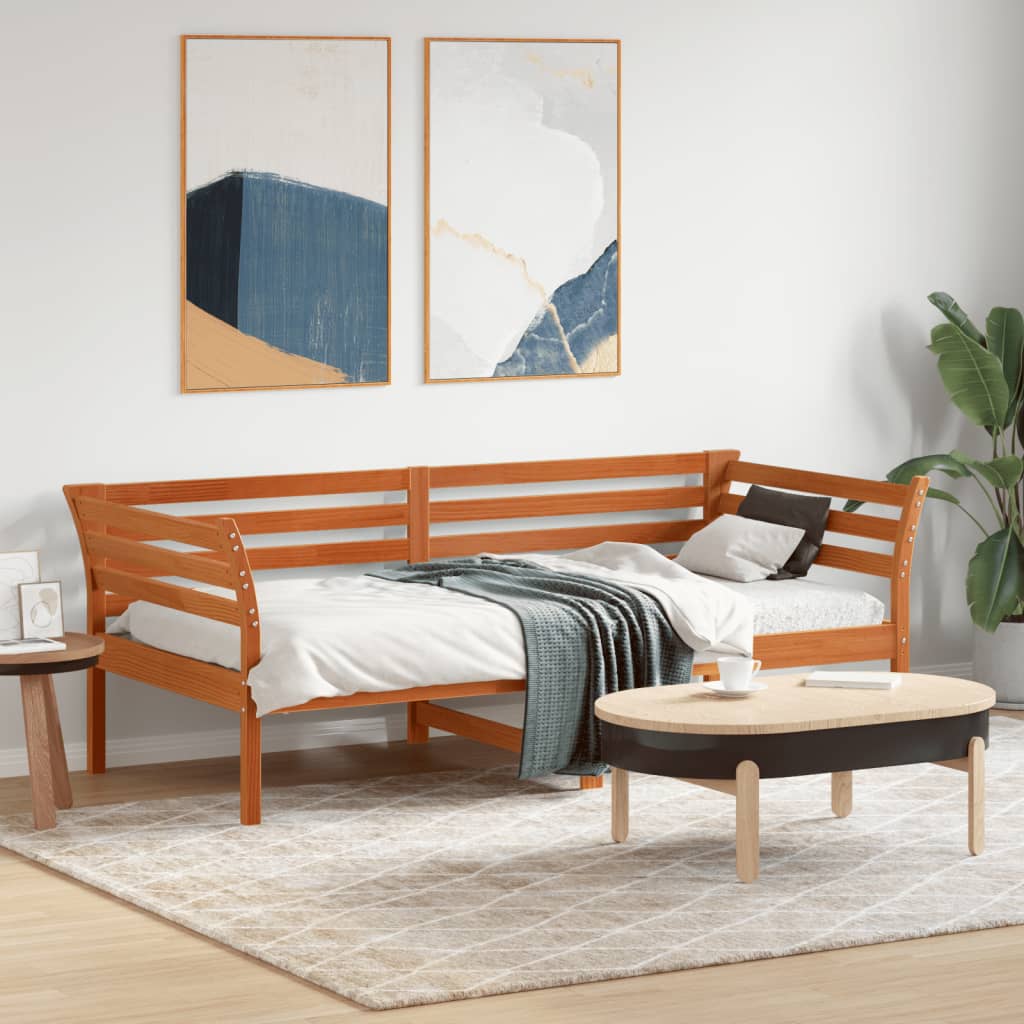 Dormeuse senza Materasso Marrone Cera 90x190 cm Legno di Pino