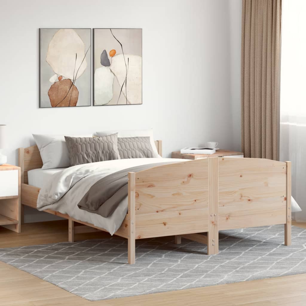 Letto senza Materasso 140x190 cm in Legno Massello di Pino