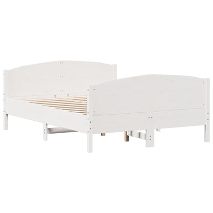 Letto senza Materasso Bianco 135x190 cm Legno Massello di Pino
