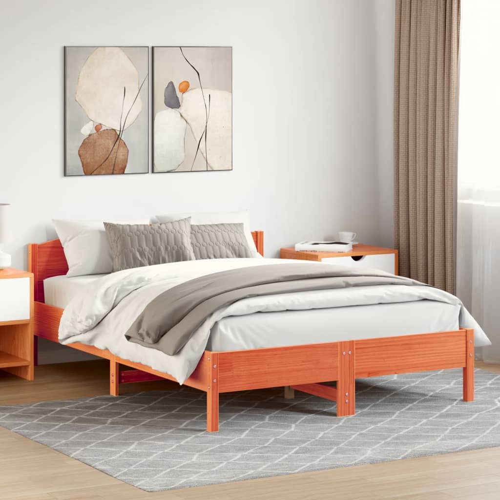 Giroletto senza Materasso Marrone Cera 150x200 cm Legno di Pino