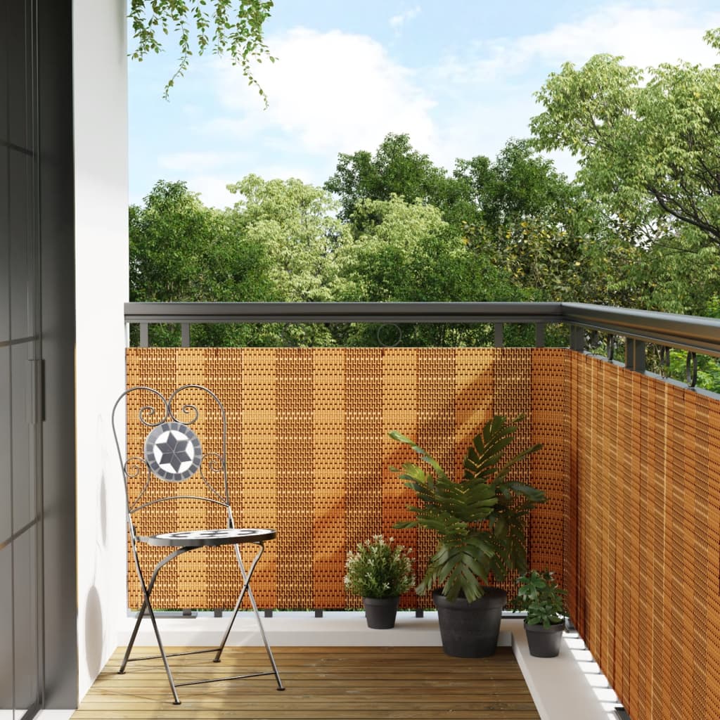 Paravento da Balcone Marrone Chiaro 400x90 cm in Polyrattan