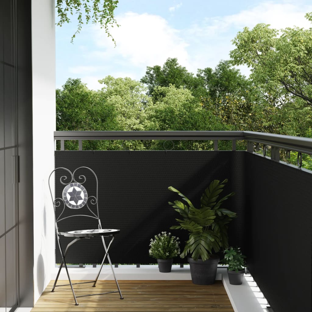 Paravento da Balcone Nero 500x80 cm in Polyrattan
