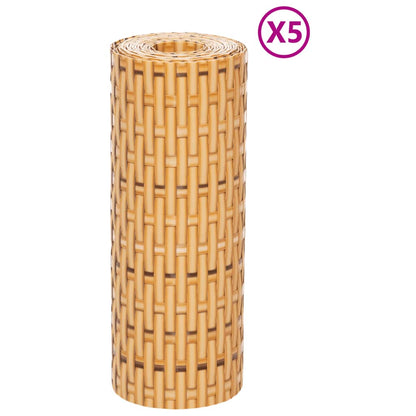 Schermi da Balcone 5 pz Marrone Chiaro 255x19 cm in Polyrattan