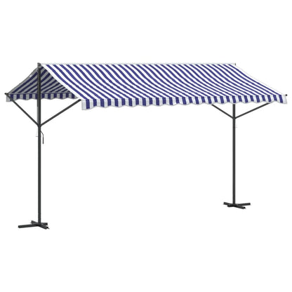 Tenda da Sole Blu e Bianca 400x300 cm in Tessuto e Acciaio