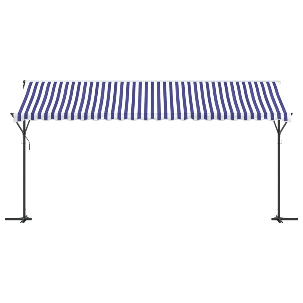 Tenda da Sole Blu e Bianca 500x300 cm in Tessuto e Acciaio