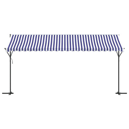 Tenda da Sole Blu e Bianca 500x300 cm in Tessuto e Acciaio