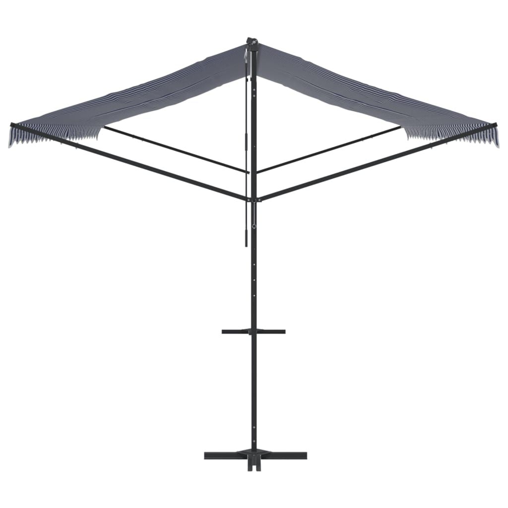 Tenda da Sole Blu e Bianca 600x300 cm in Tessuto e Acciaio