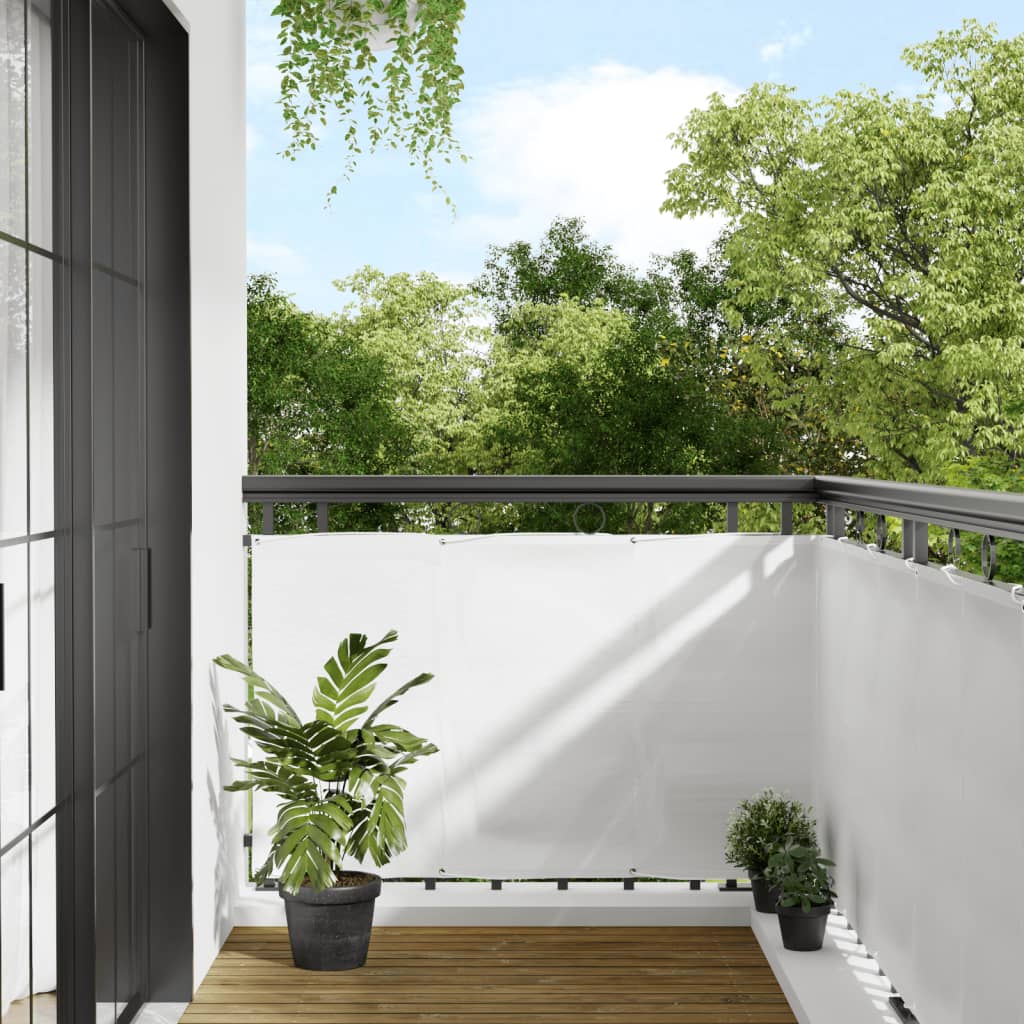Paravento da Balcone Bianco 90x800 cm 100% Poliestere Oxford