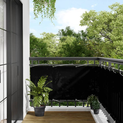Paravento da Balcone Nero 75x700 cm 100% Poliestere Oxford